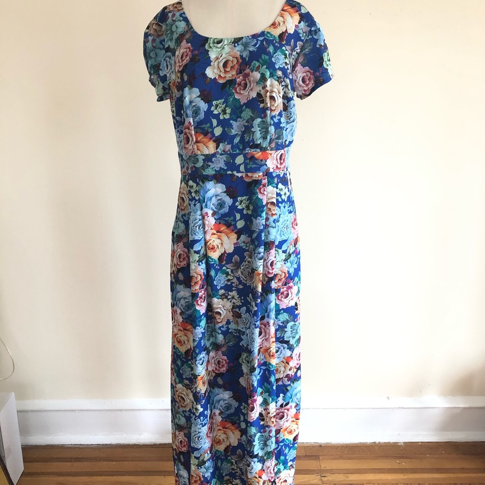 Russian blue floral maxi dress